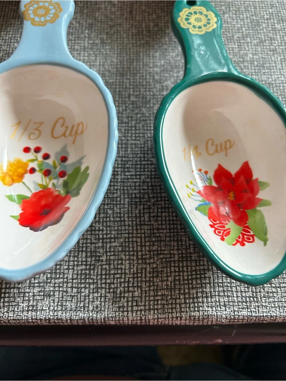 Decorative Floral Ceramic Measuring Spoon Set - Multicolor